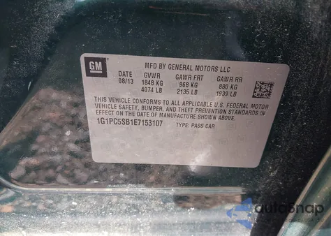 2014 Chevrolet Cruze 1Lt Auto z USA, uszkodzony, nr VIN 1G1PC5SB1E7153107